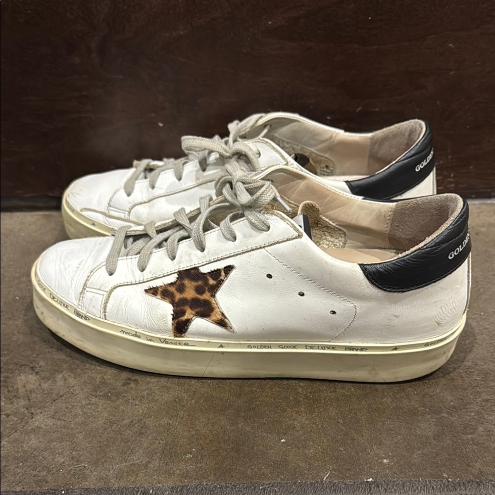 Golden Goose Hi Star Sneaker with Leopard Star